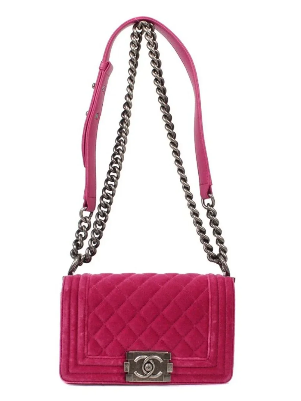Boy Chanel Pink Velvet Small Chain Shoulder Bag XX03514